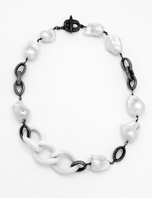 Jordan Alexander White Agate and Pearl Necklace
