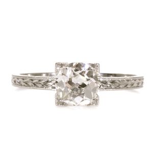 Single Stone Platinum Engagement Ring, .75 ct Old European Cut diamond ...
