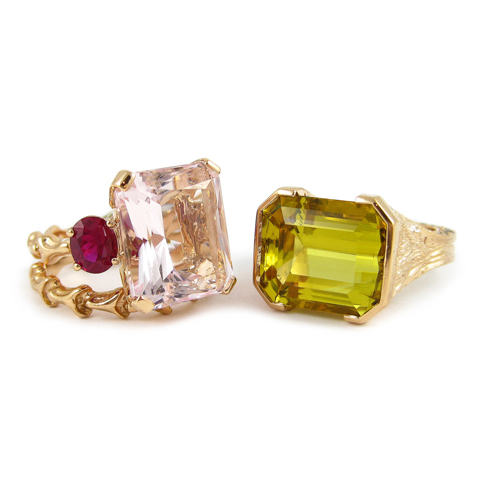 K_brunini_pink_green Katey Brunini Rings